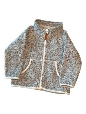 H&M 9-12M Cozy Fleece Full Zip Neutral Marled Heather Gray Sweater Fall Winter